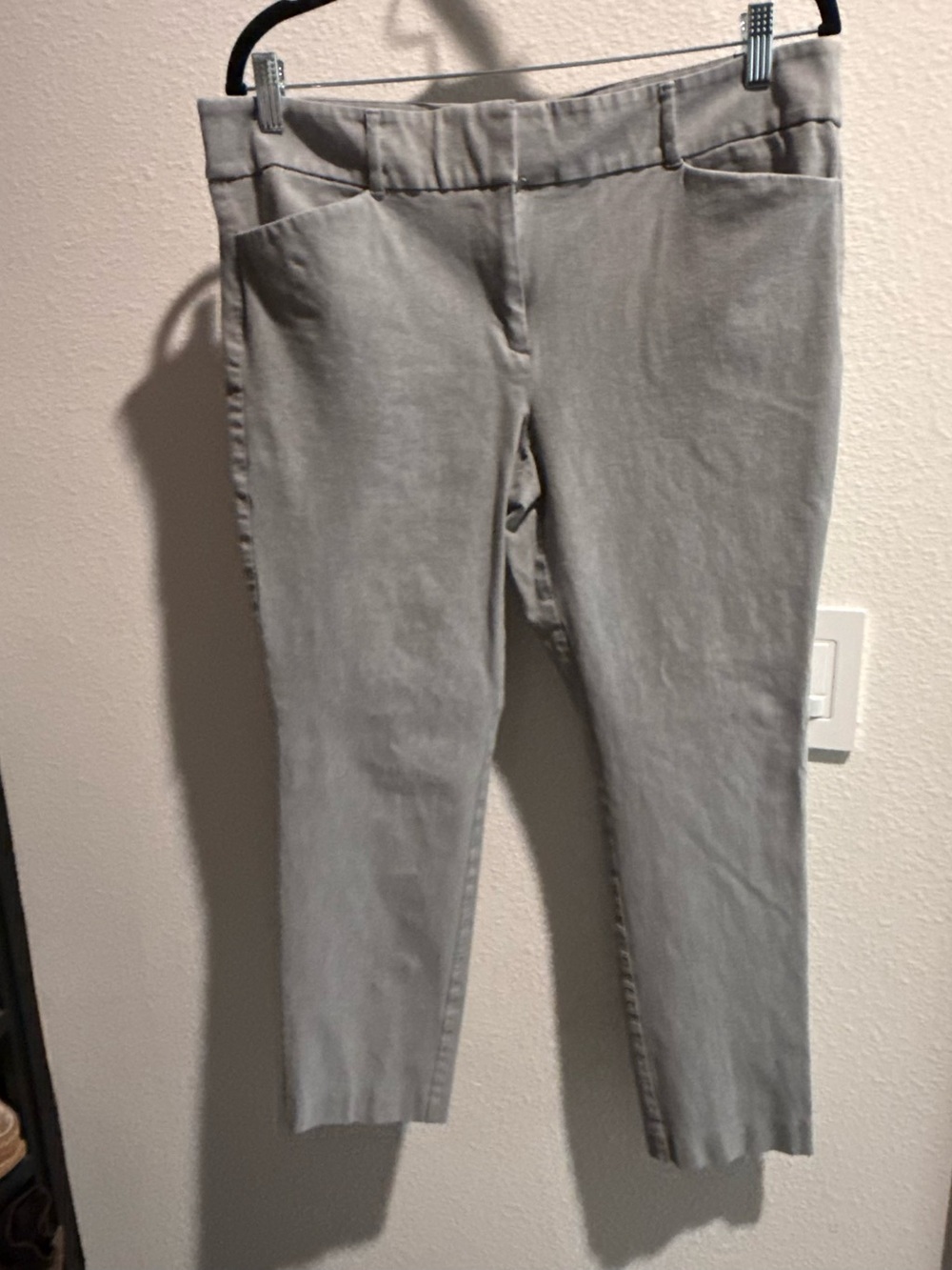 Womens Light Gray Cropped Ponte Pants